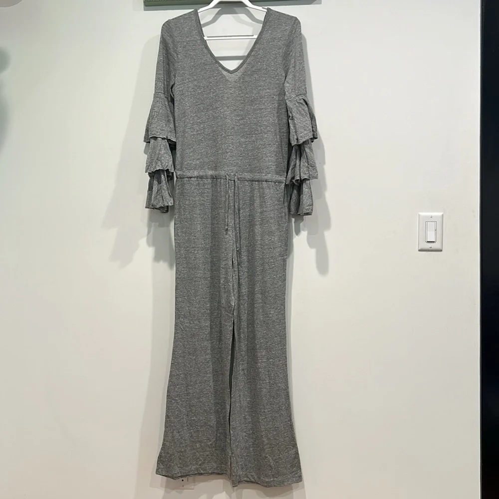 Chaser jumpsuit tier statement sleeve pantsuit grey women’s new w tag size small